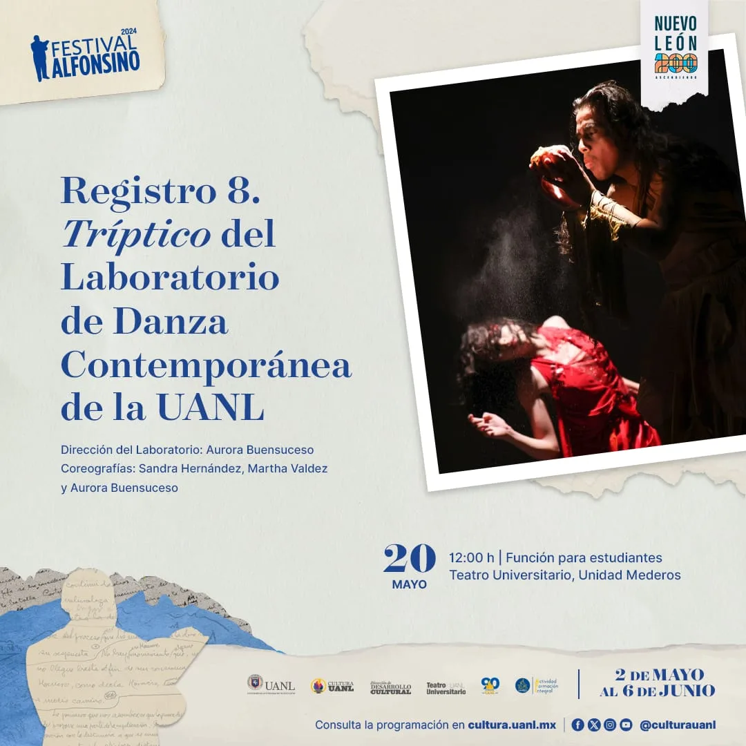 Danza UANL: El Laboratorio de Danza Contemporánea de la UANL presenta “Registro 8. Tríptico” en el Teatro Universitario