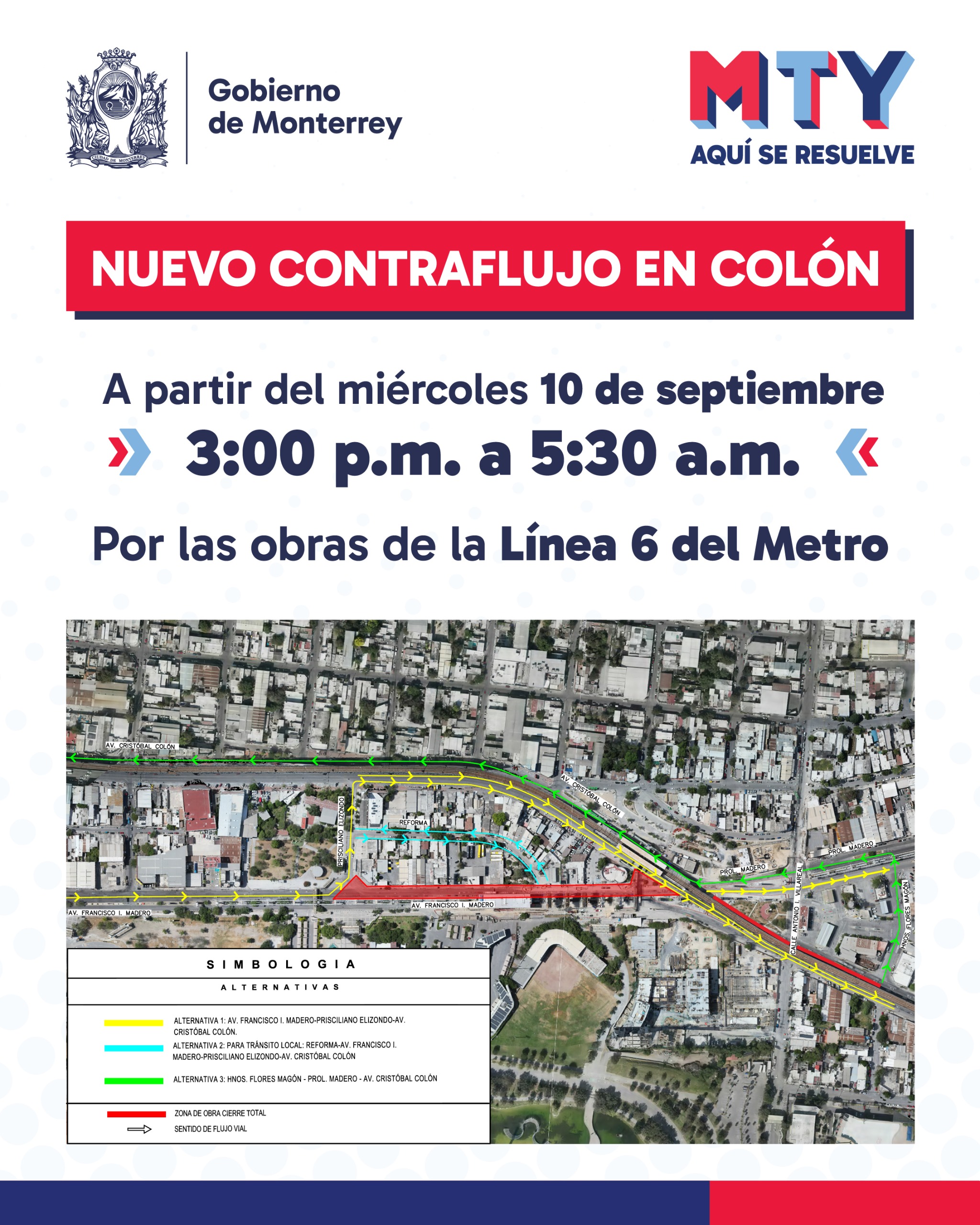 Anuncia Monterrey carril de contraflujo en Colón