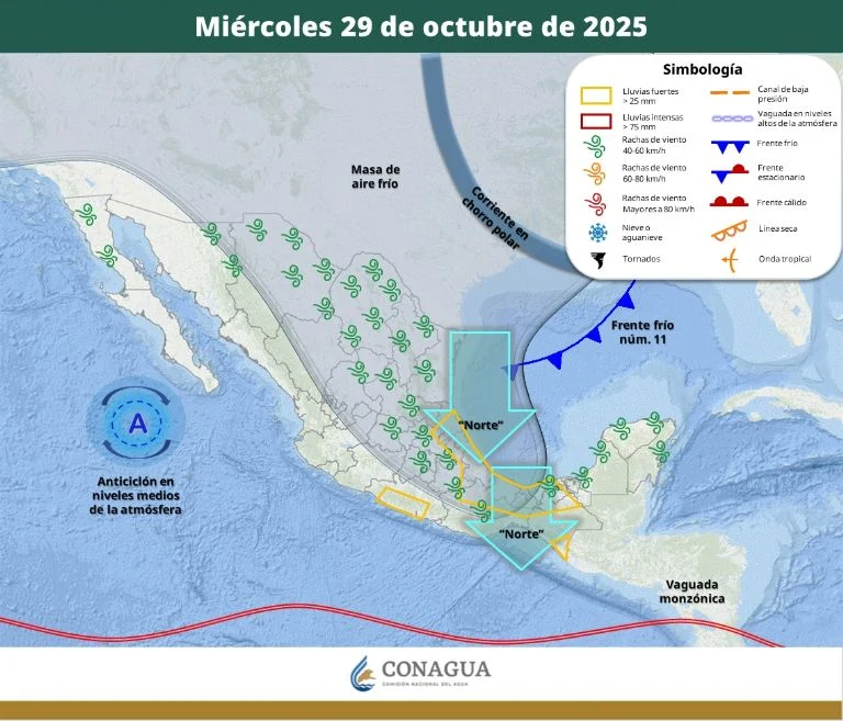 Frente Frío 11 llega a Monterrey con descenso brusco de temperatura